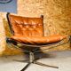 Vintage retro sigurd resell leather  &  chrome falcon chair