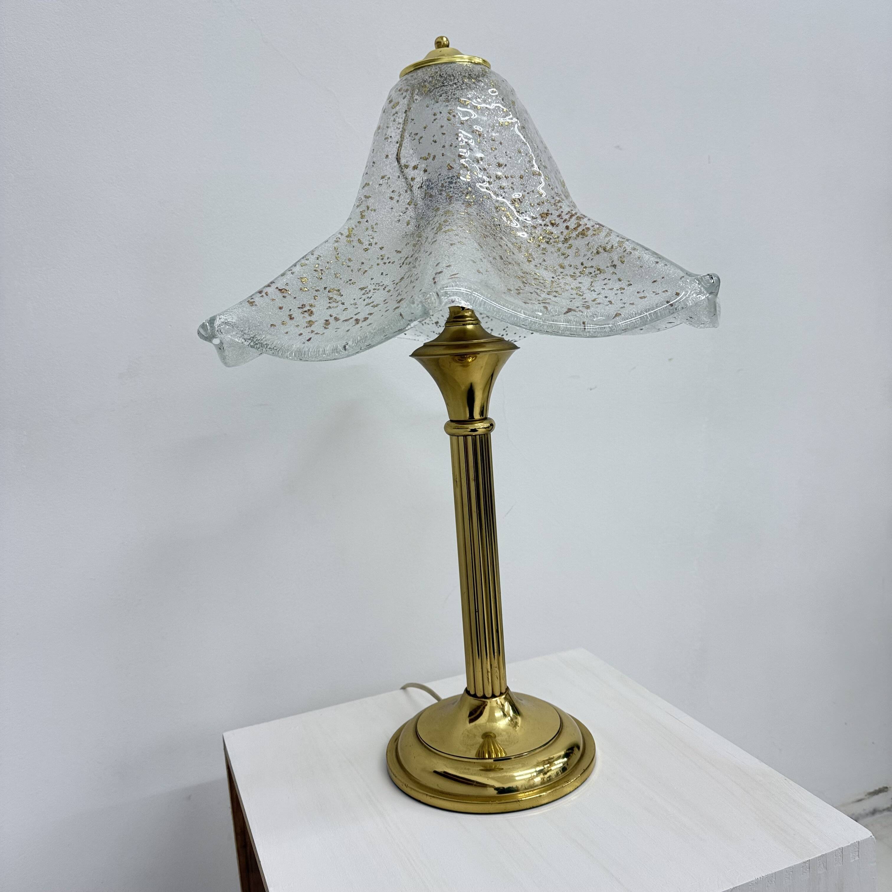 Mid century glass table lamp , 1970s