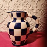 Ceramic jug with blue and white checkered pattern "Lustucru"