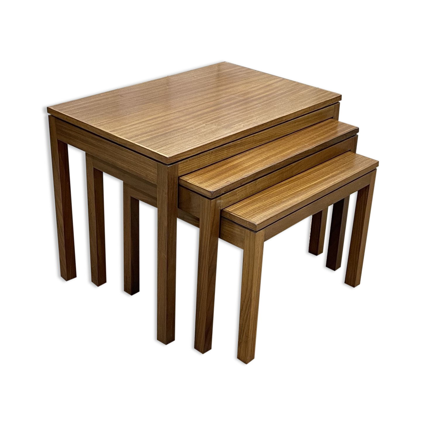 Suite of 3 teak pull-out tables from the 70s
