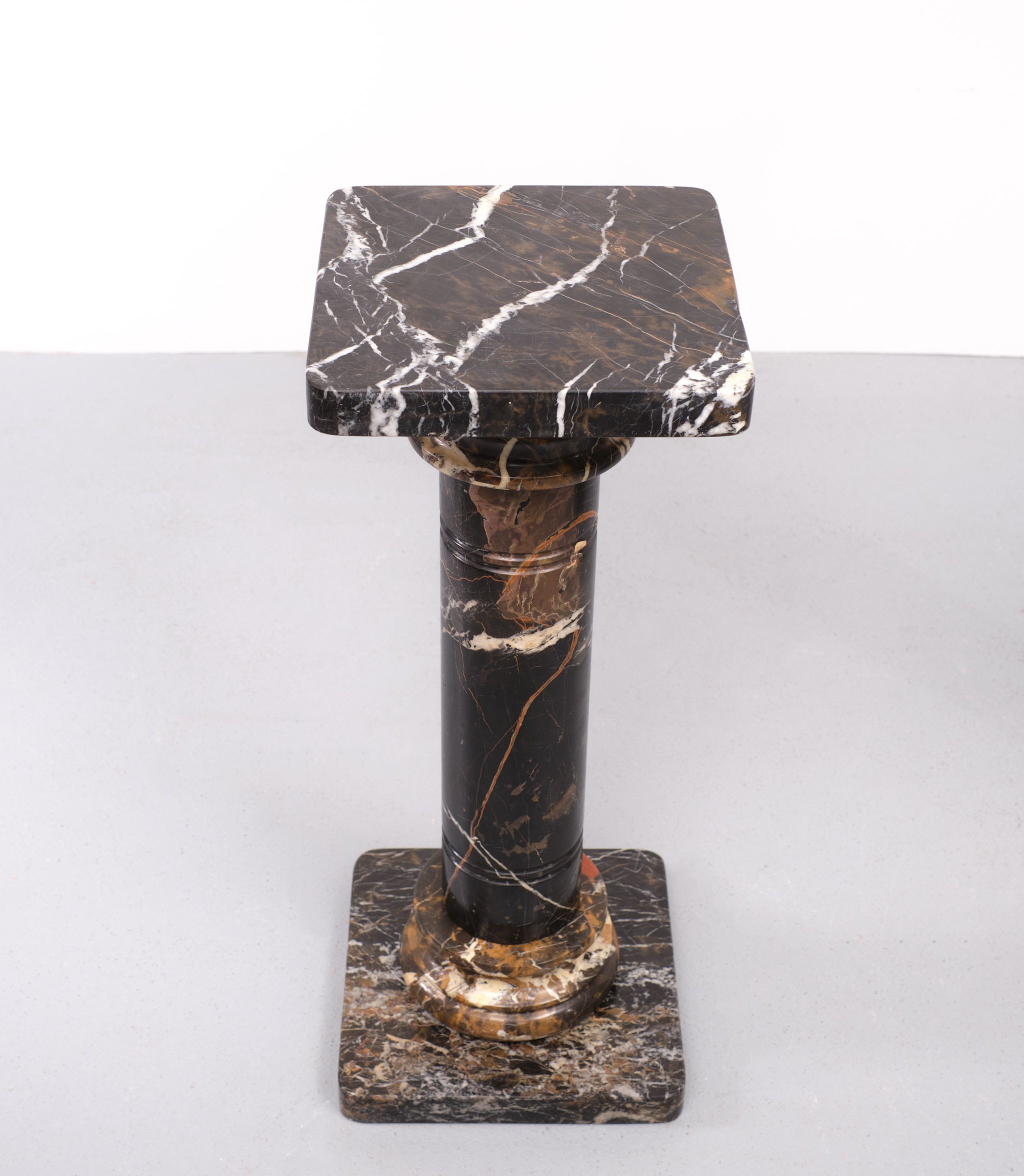 Two black portoro marble pedestals, Italy
