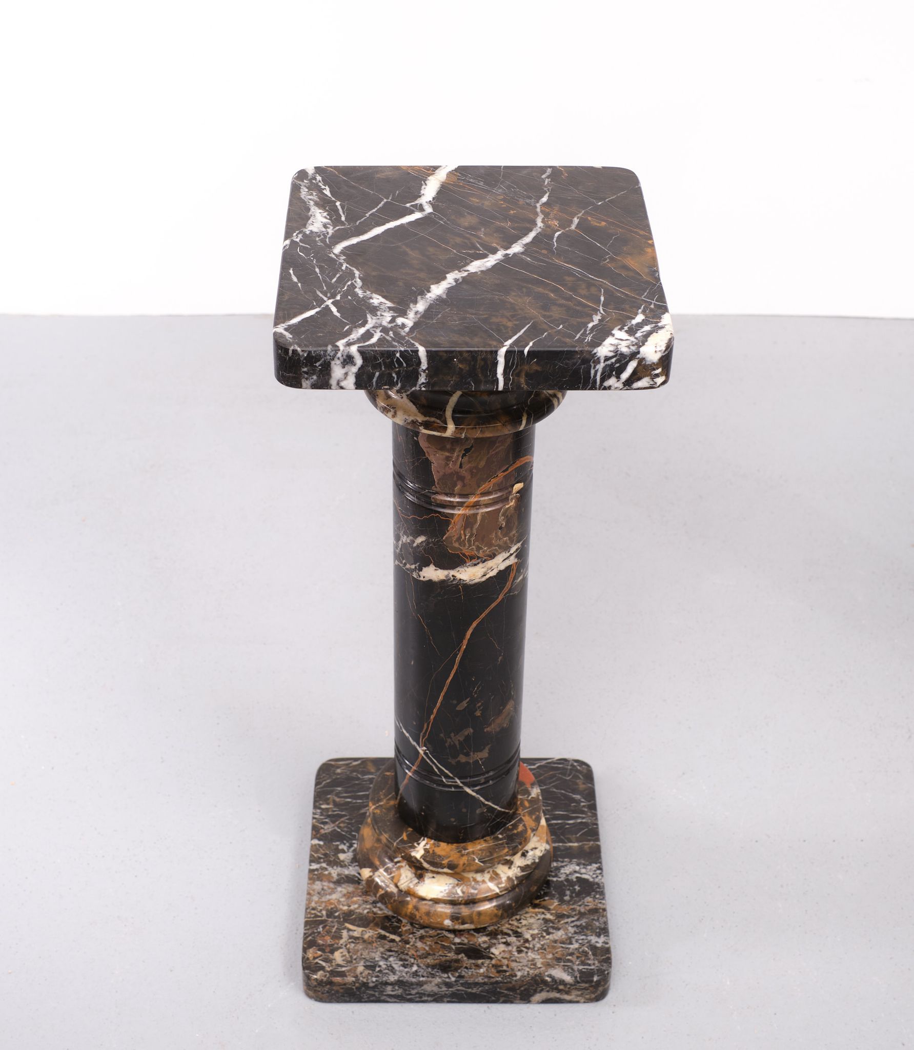 Two black portoro marble pedestals, Italy