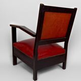 Pair of Colonial Art Deco Carved Wood Armchairs, Algeria, 1930