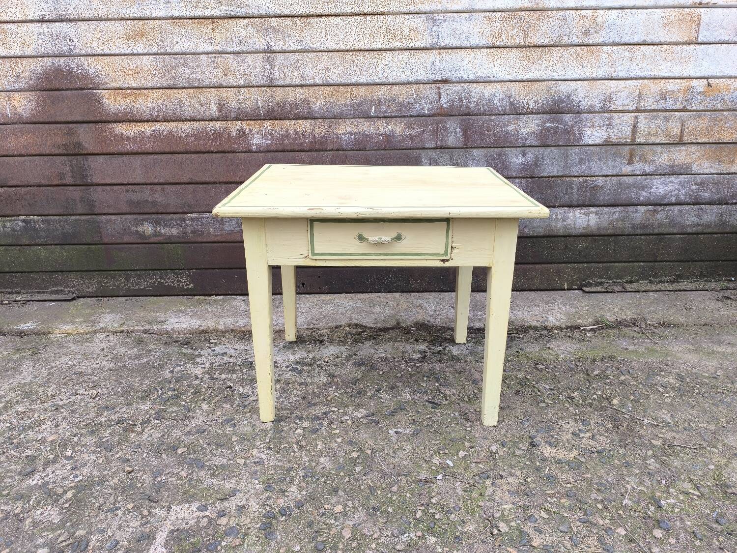 Yellow and green patinated coffee table by a local artist