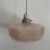 Vintage 1930s suspension pink clouded glass chandelier - 60 cm