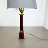 Rare Modernist Red Catalina and Brass Tube Table Light, Italy, 1960s