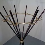 Italian copper and steel tubular coat rack, 1950s