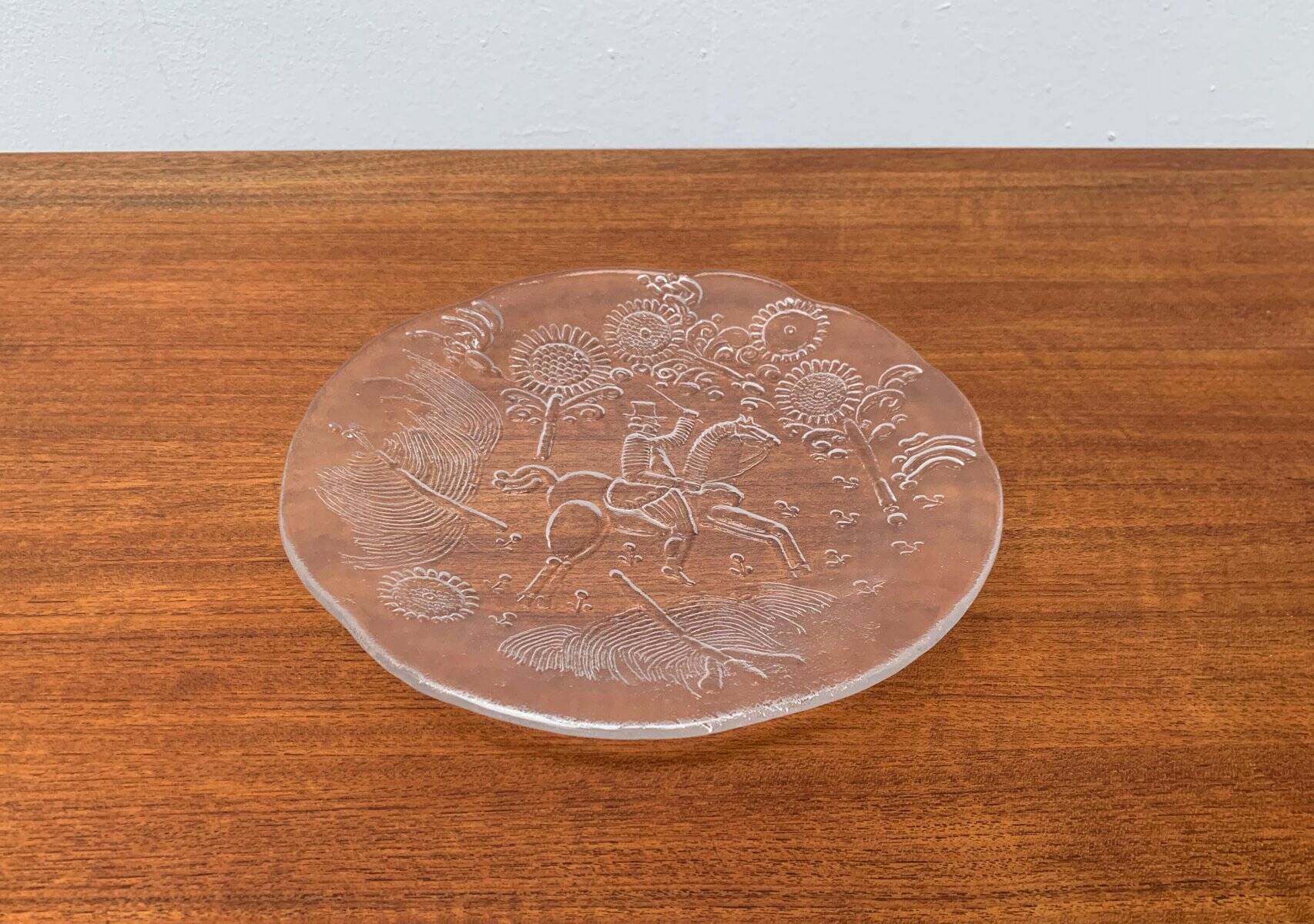 Vintage Swedish glass plate Doran by Goran Warff for Kosta Boda