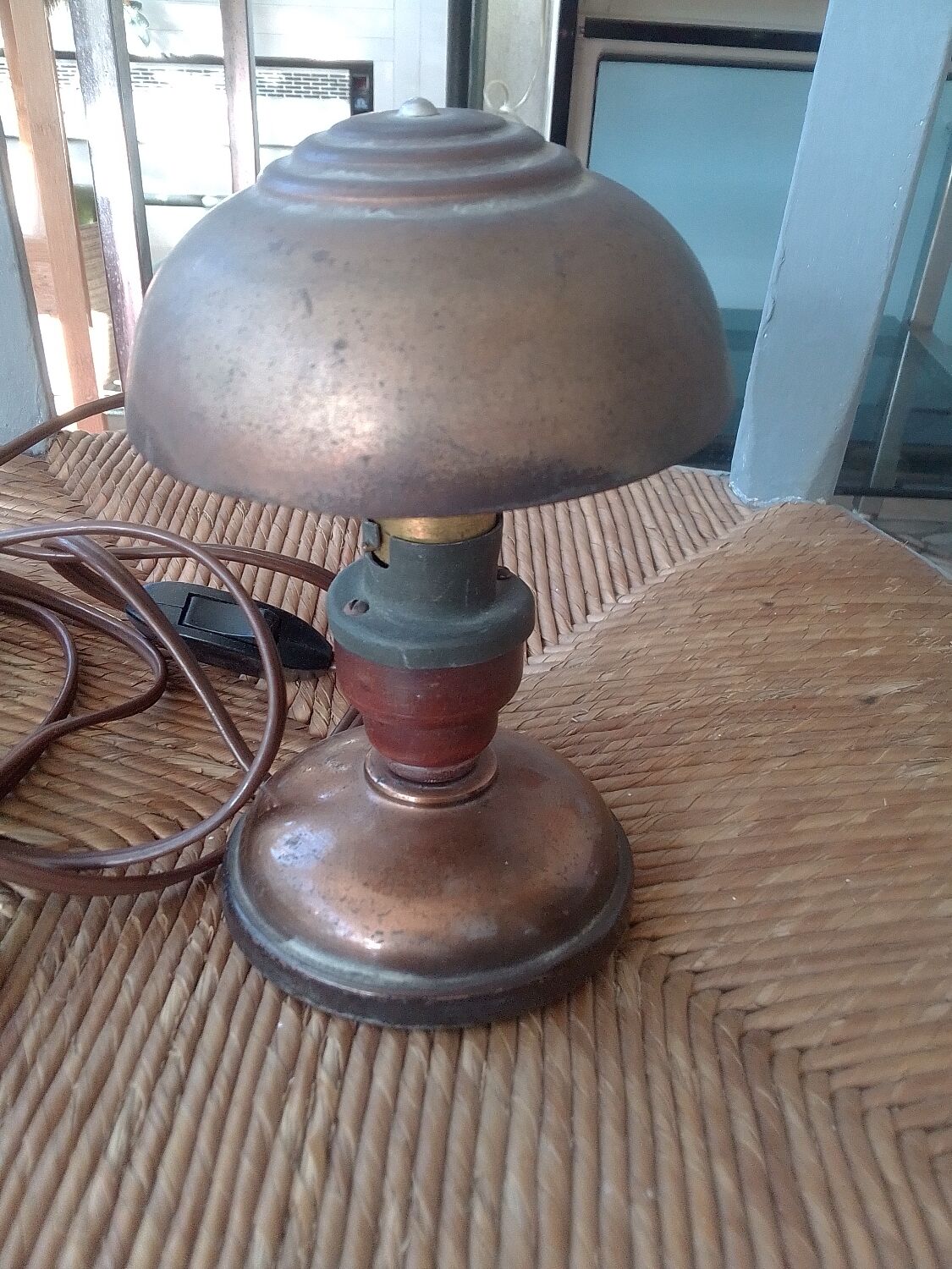 Bedside lamp copper and wood