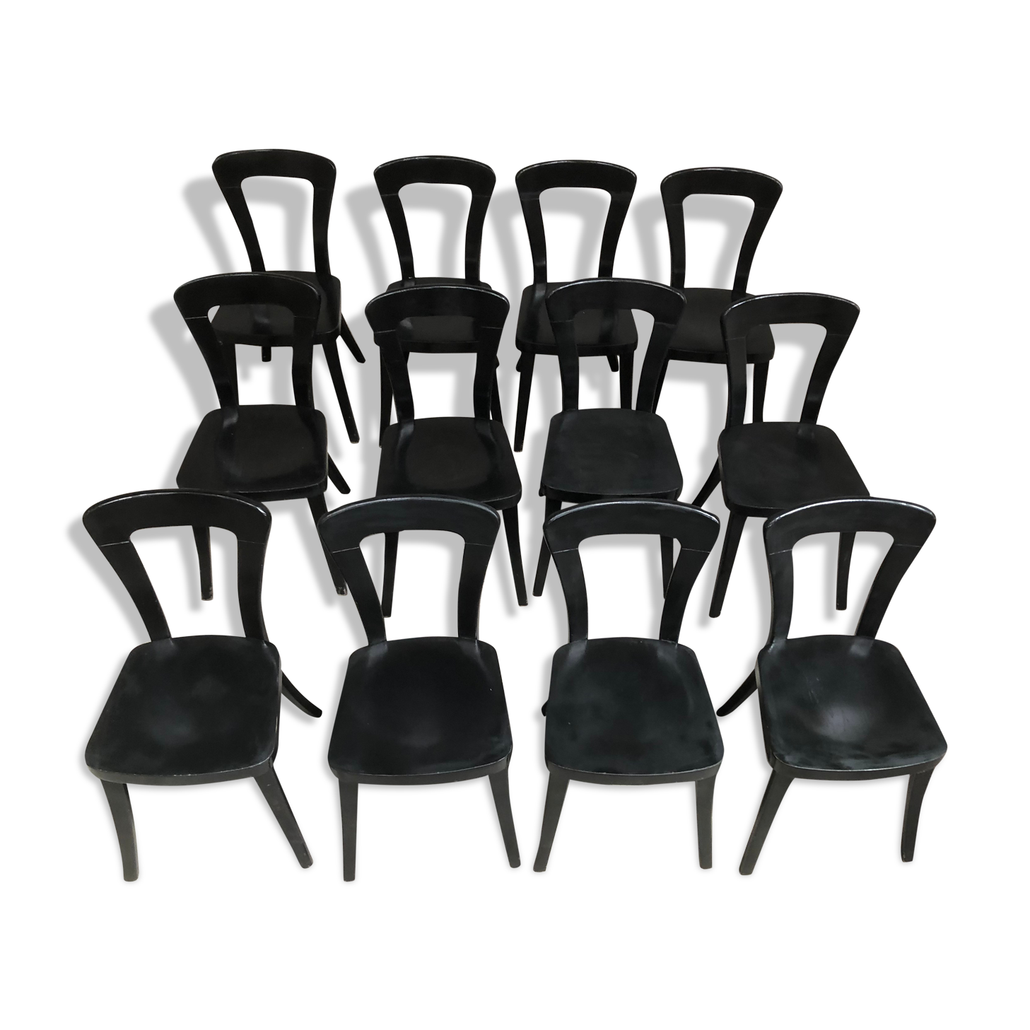 Series 12 black bistro chairs of the 70s