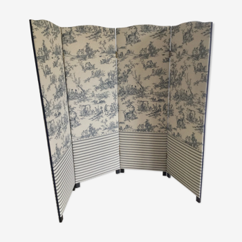 Old screen completely restored in toile de Jouy