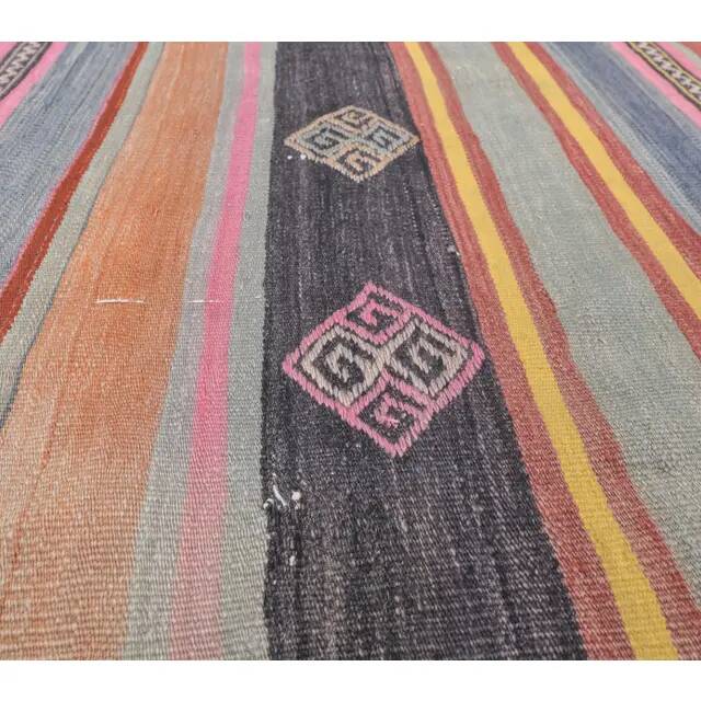 Turkish handwoven wool kilim rug 116x325