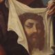 Ancient painting with a religious subject, oil on canvas, 17th century.