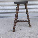Turned wooden tripod stool