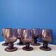 Set of 6 purple bubble glass glasses signed Biot – mouth-blown