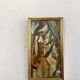 Modernist oil painting from the 70s under glass.