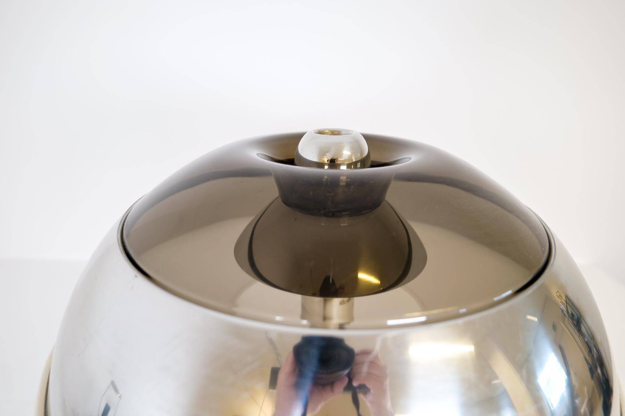 Large Space Age chrome table lamp by Fagerhults, Sweden, 1970s.