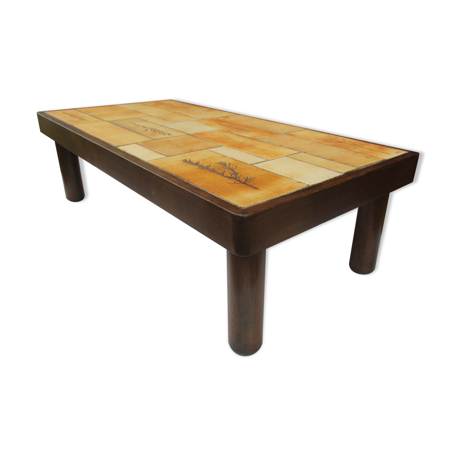 Vallauris coffee table by Raymonde Leduc gres modele aux herbiers vintage