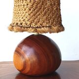 Solid wood lamp with rope shade