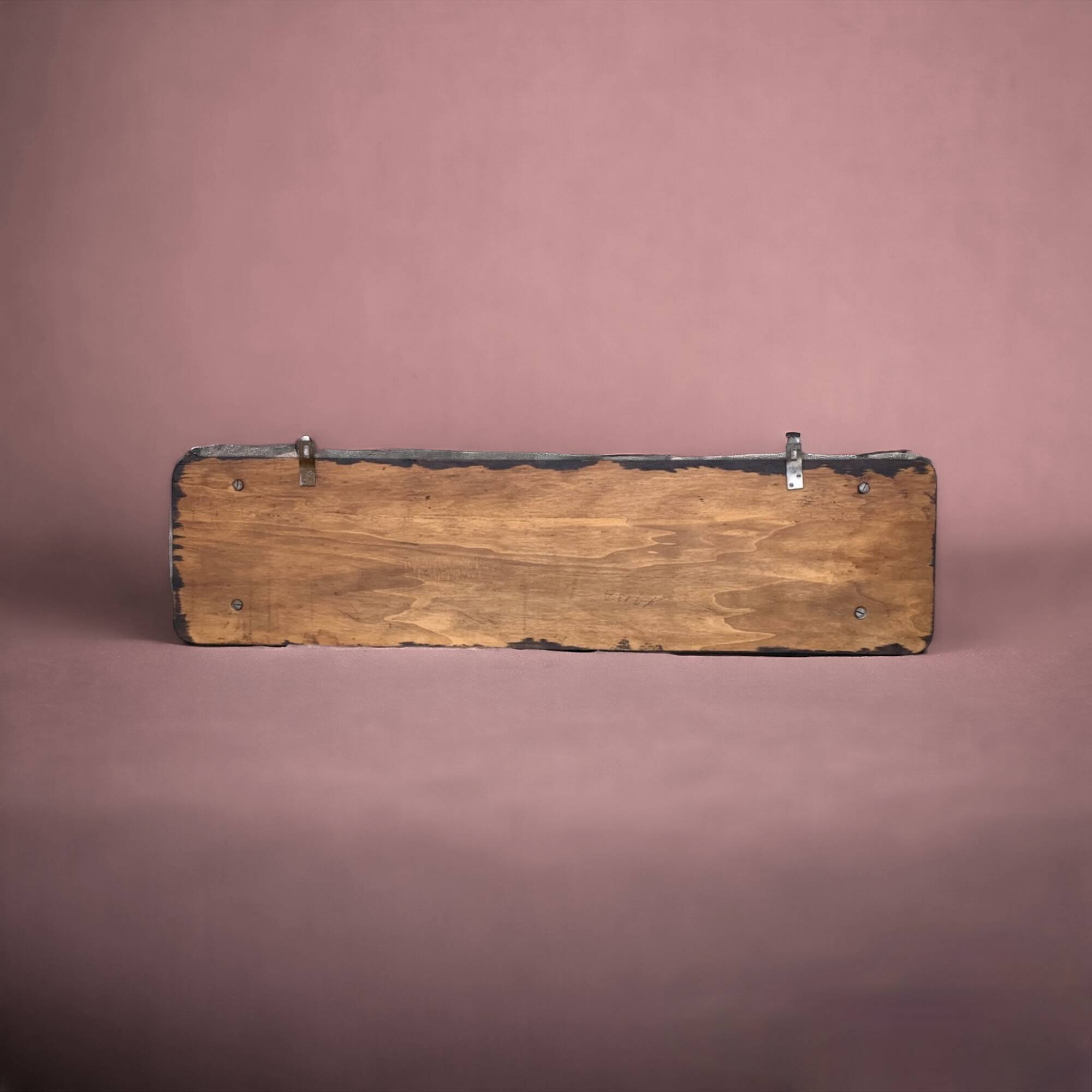 Large Art Deco wall-mounted coat rack in wood and chrome metal with mirror