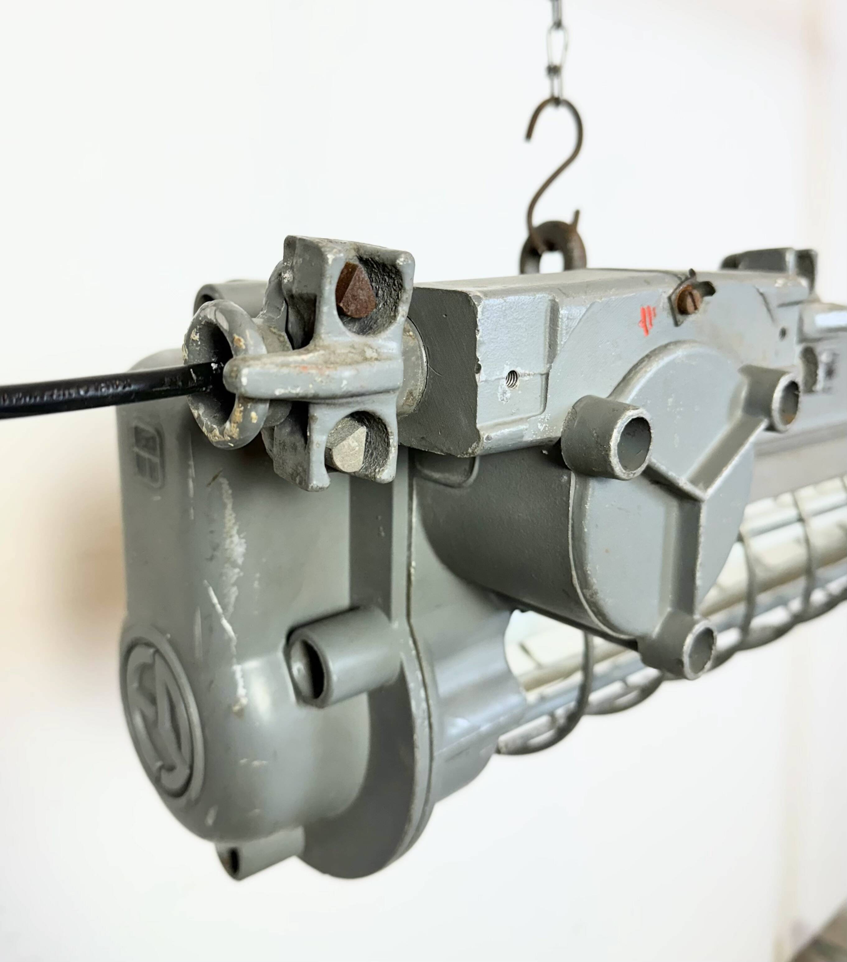 Grey Industrial Hanging Tube Light from Elektrosvit, 1970s