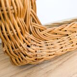 Miroir vintage arrondi en bois, cadre sculpté en forme organique rétro