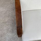 1920s Art Deco armchair in beige velvet and black wood — restored vintage chaise longue