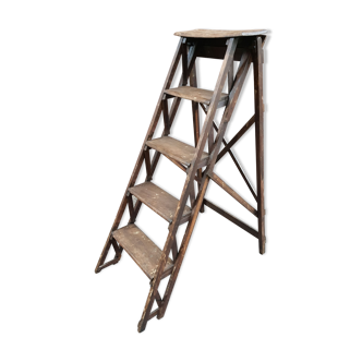 Foldable wooden loom stepladder - Early XXth