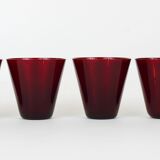 Quatre verres à boire Kartio de Kaj Franck style milieu du siècle par Nuutajarvi Nottsjo Finlande