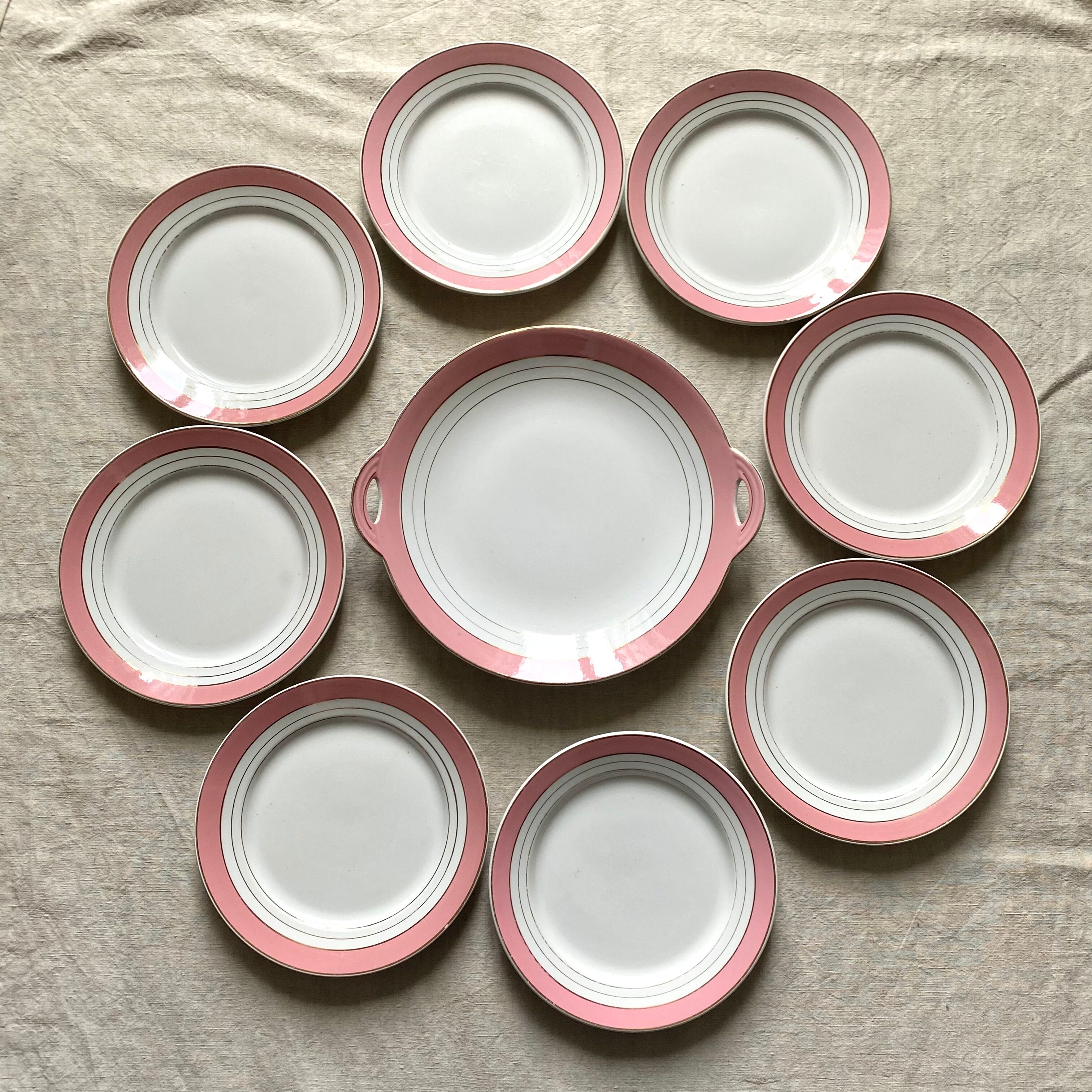 Dessert service plates and dish in Luneville porcelain