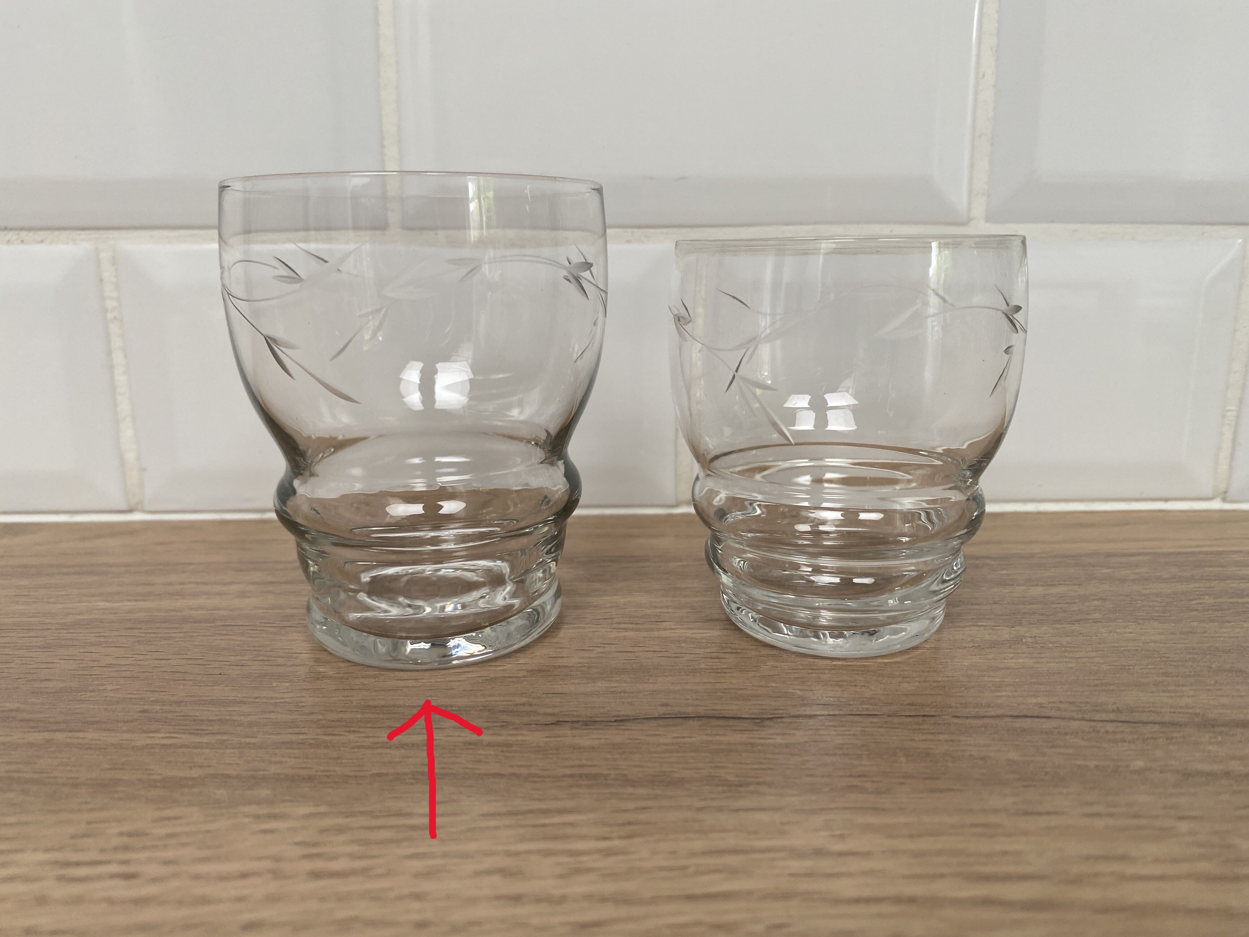 Set de 6 verres à eau en verre gravé