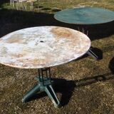 Two metal garden tables make up