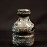 Vallauris glazed stoneware vase with abstract shapes