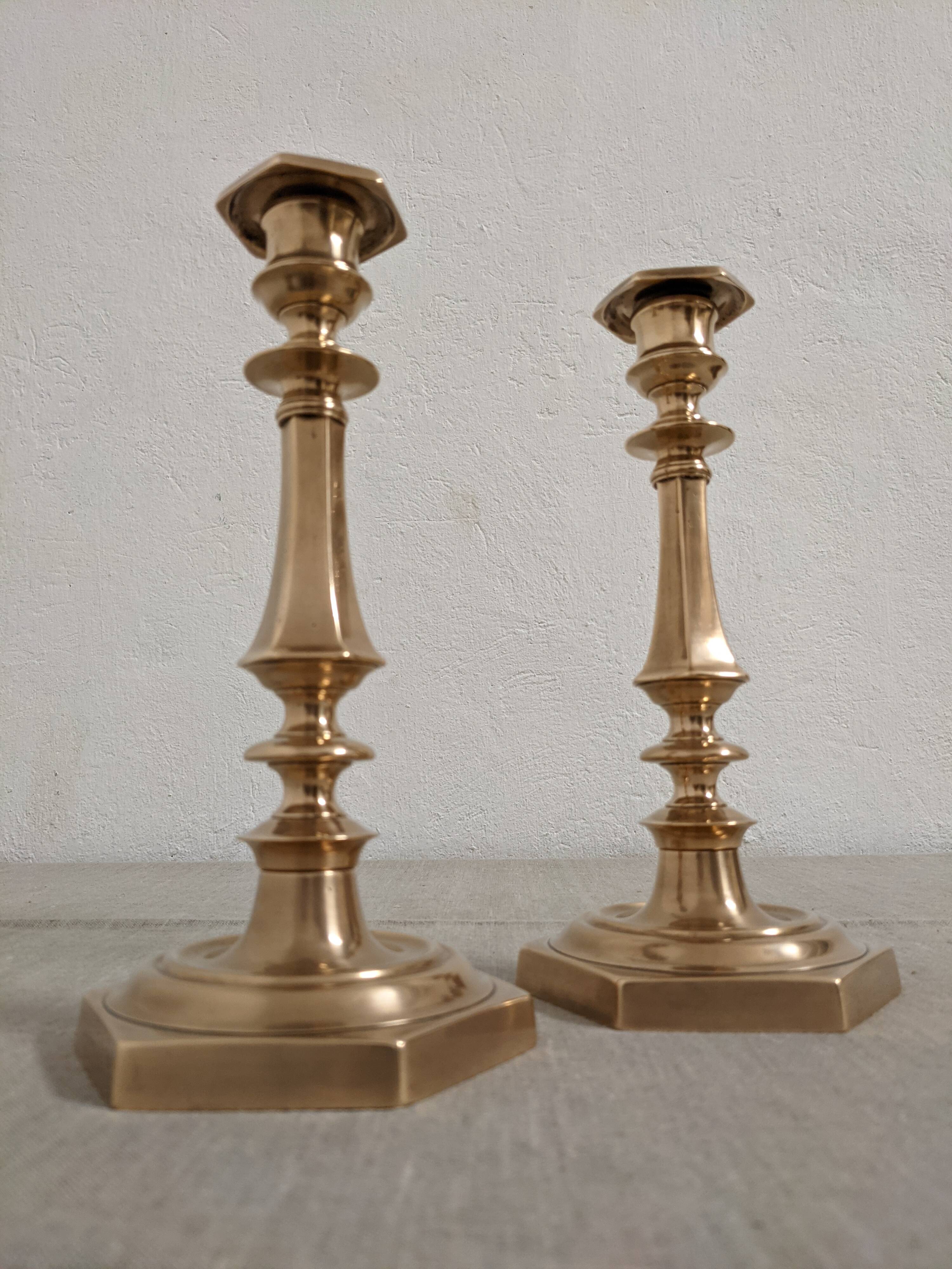 Pair of bronze candlesticks, France late 19th century.