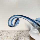 Large Murano centerbowl in blue & amber- Sommerso technique