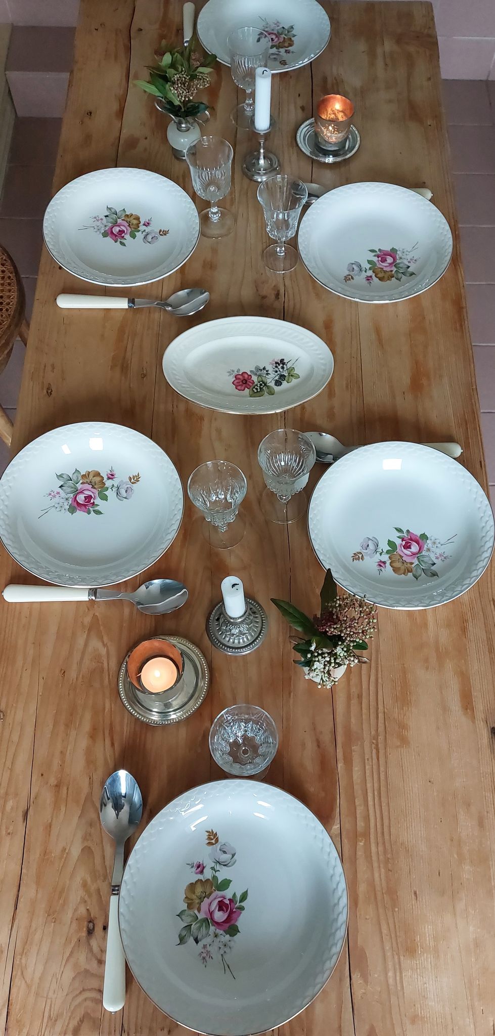 Set of 6 hollow plates Digoin Sarreguemines floral motif