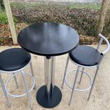 Industrial high bar table and pair of swivel stools