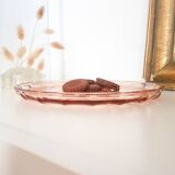 Vintage pink glass dish ART DECO style 1950