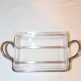 Glass and silver-plated metal butter dish