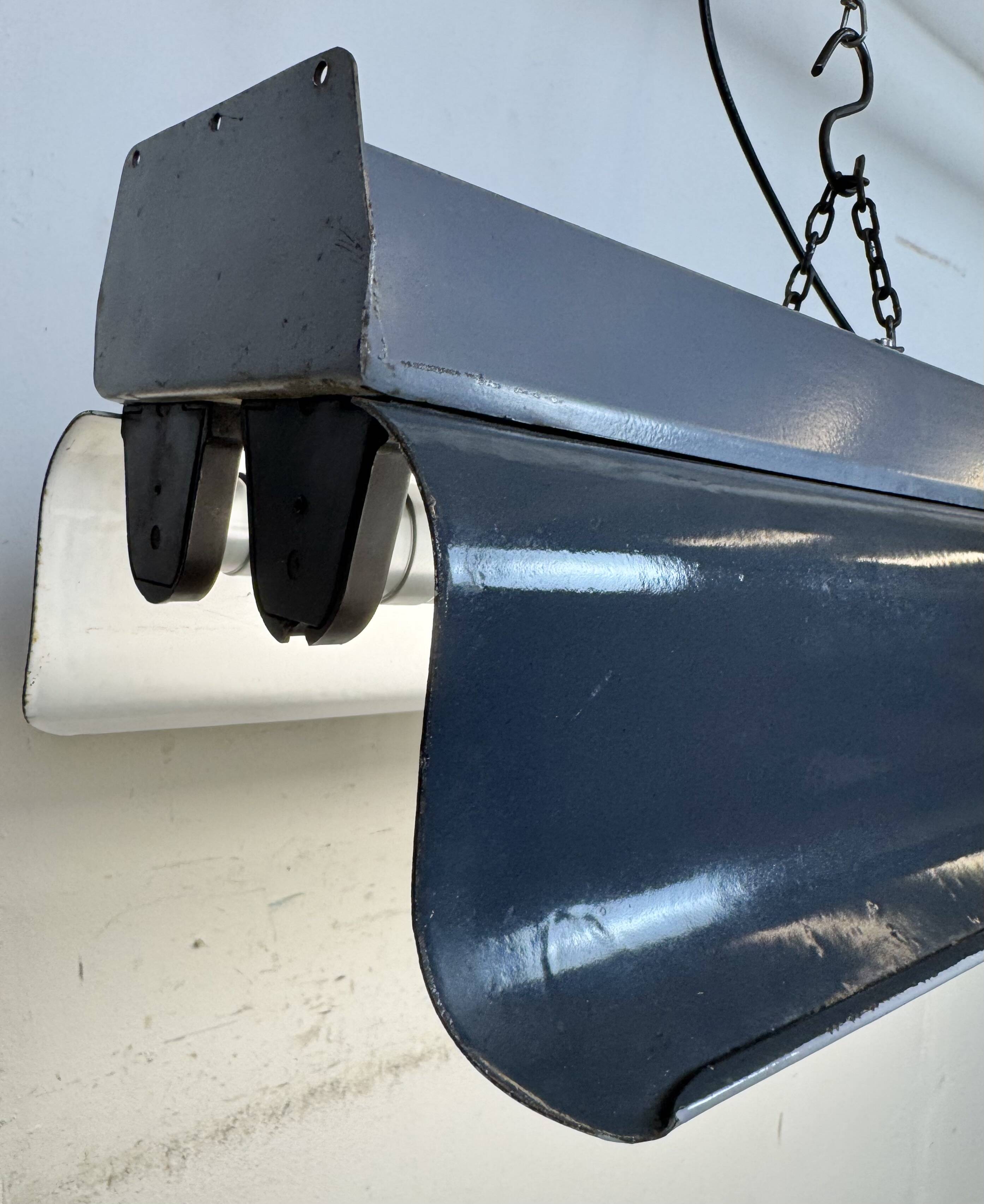 Grey Enamel Industrial Hanging Tube Light, 1960s