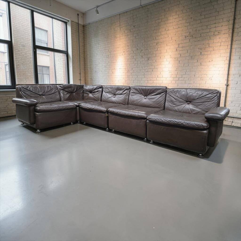 Canapé modulaire vintage marron chocolat Himolla
