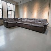 Vintage chocolate brown modular sofa Himolla