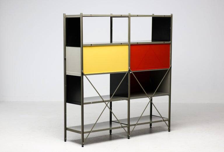 Wim Rietveld Model 663-2 Modular Metal Storage Cabinet for Gispen, 1954
