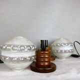 Paire de lampes de table portugaises en bois du milieu du siècle