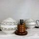Pair Portuguese mid century wooden  table lamps