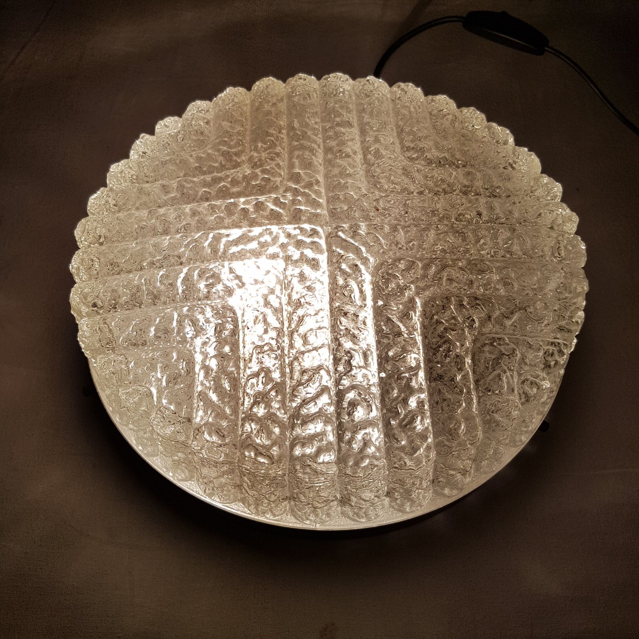 Vintage glass ceiling lighter RZB Germany 1970