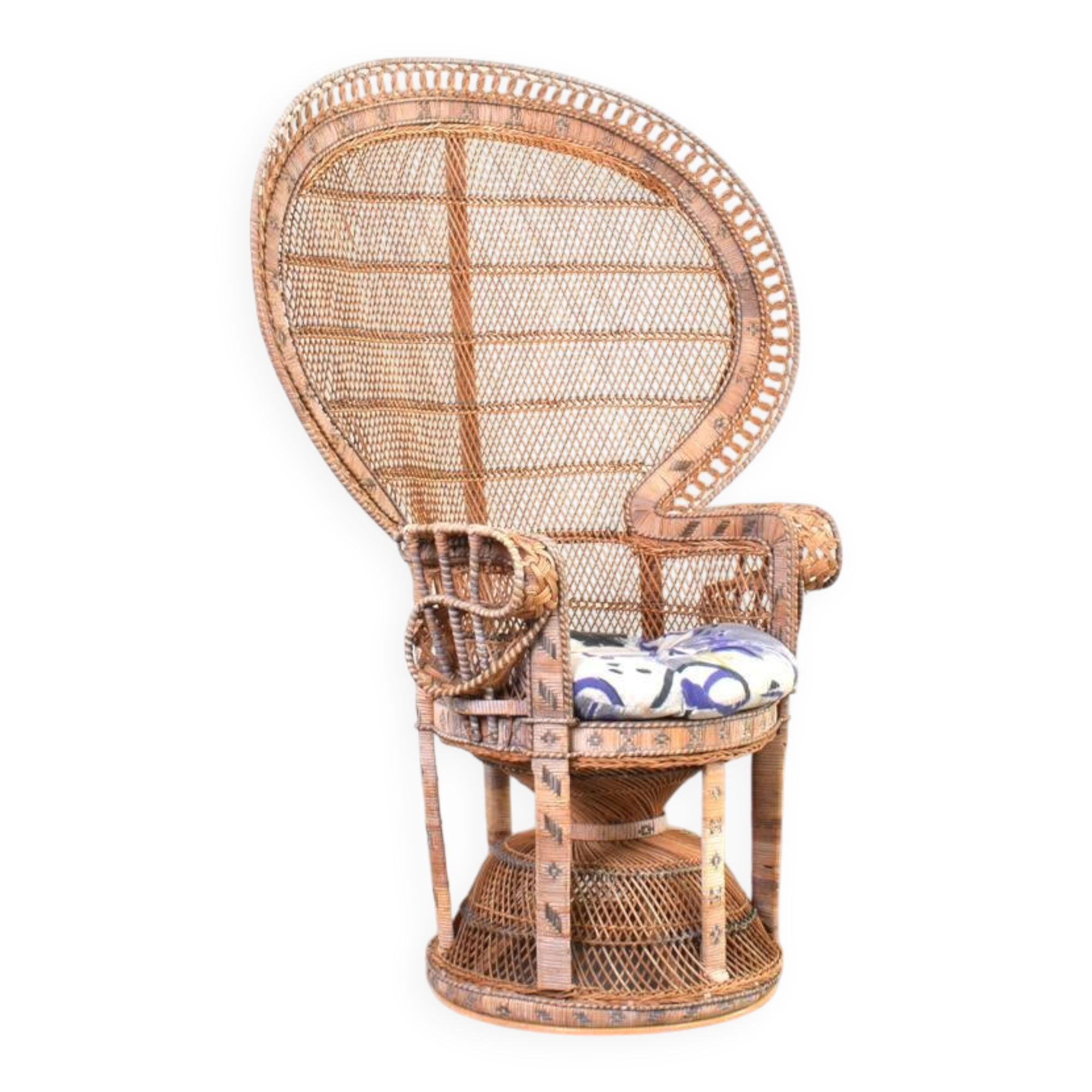Mid-Century Wicker Peacock Emmanuelle Chair from Kok Maison, 1970s