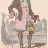 Une illustration une image d'époque : editeur f . roy  costumes de paris  seigneur   louis xiii