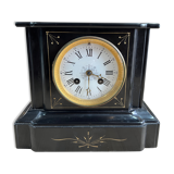 Napoleon III style fireplace clock in black marble and bronze