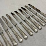 12 couteaux de table - Métal argenté – Style rocaille